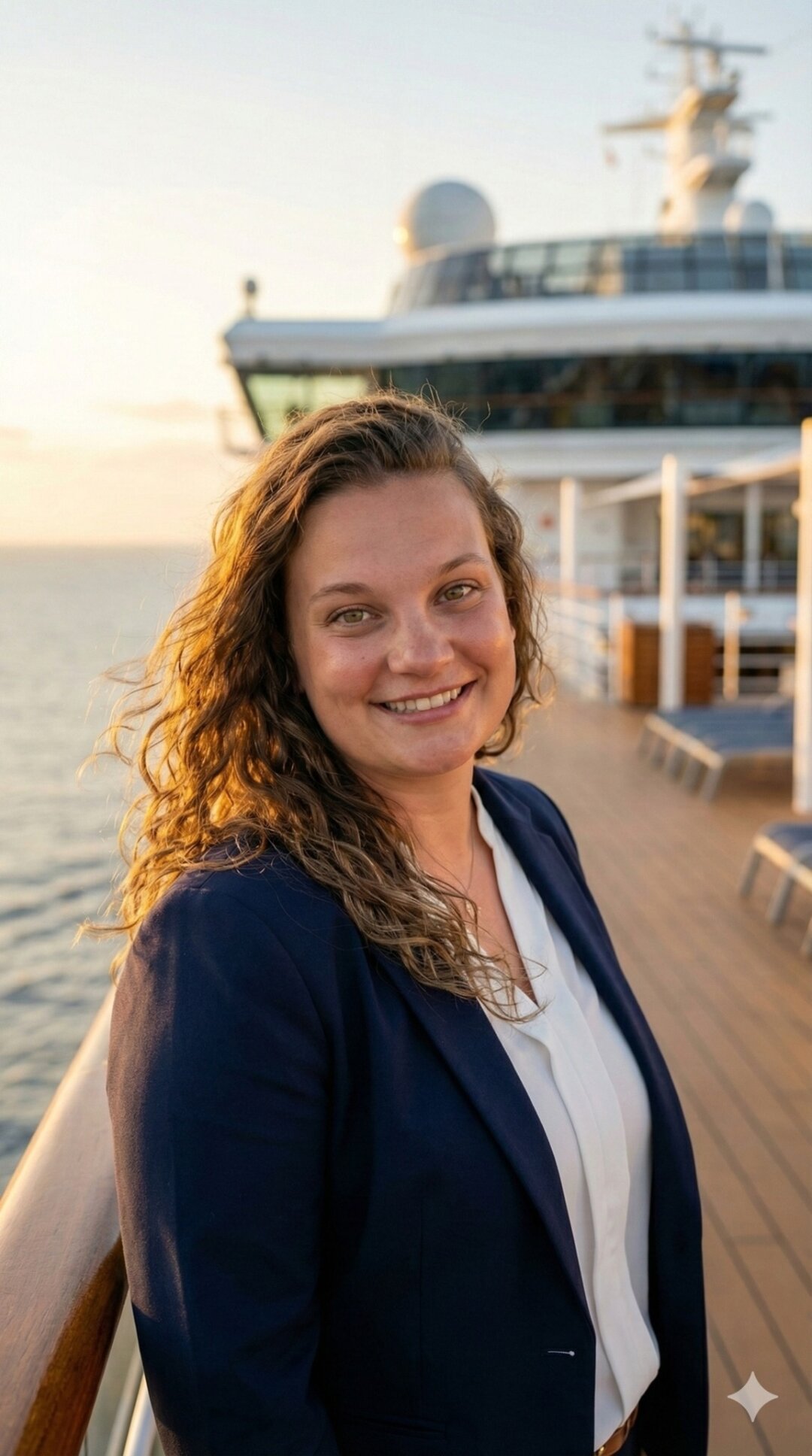 Shannon Springob, principal consultant — Doctor of Business Administration, U.S. Army veteran, and former Amazon operations leader, on deck at sunset